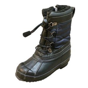 LANDS' END BOYS Black & Blue Winter Snow Boot Drawstring Round Toe- Size 11M